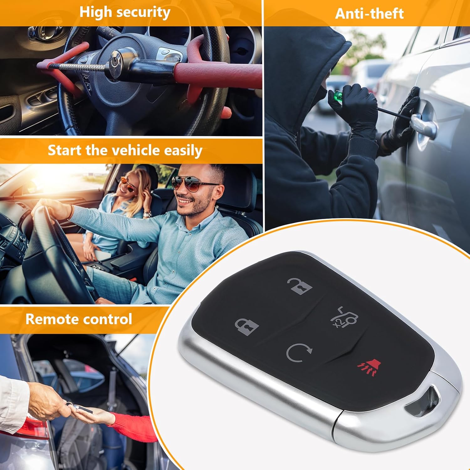 Yewong Upgraded Proximity Smart Key fob for Cadillac SRX ATS ELR XTS 2010 2011 2012 2013 2014 2015 FCCID NBG009768T 22865375 315MHz 5 Buttons