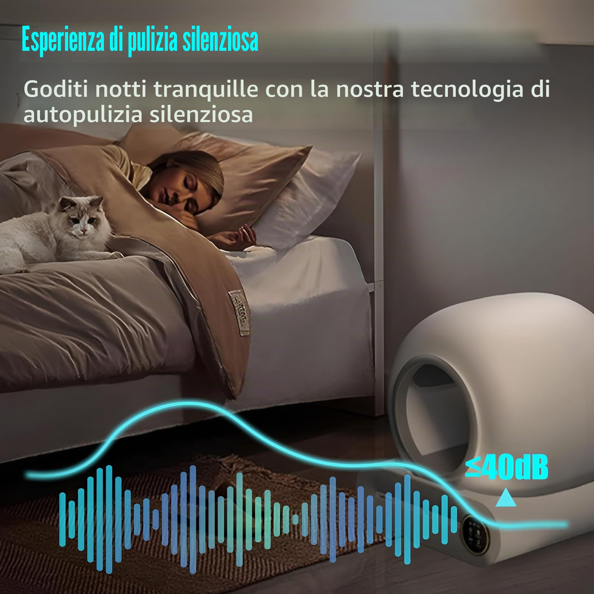 Scatola di sabbia per gatti autopulente, 74 l, grande lettiera per gatti XXL con rilevatore di infrarossi e sensori di peso, controllo delle applicazioni design salvaspazio lettiera chiusa per gatti