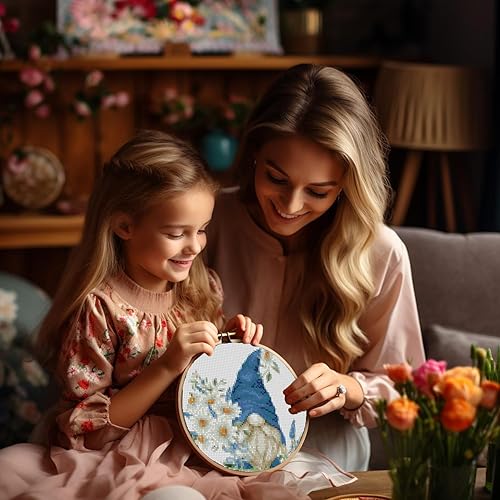 Miniatura 128 de Kits de punto de cruz estampados para adultos, kits de bordado de flores de gato negro para principiantes y adultos, patrones de 11 quilates