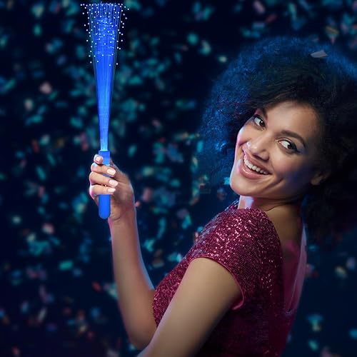 Miniatura 3 de Paquete de 12 varitas de fibra óptica de brillo azul a granel con 3 modos de luz para Pascua, 4 de julio, regalos de fiesta de Navidad