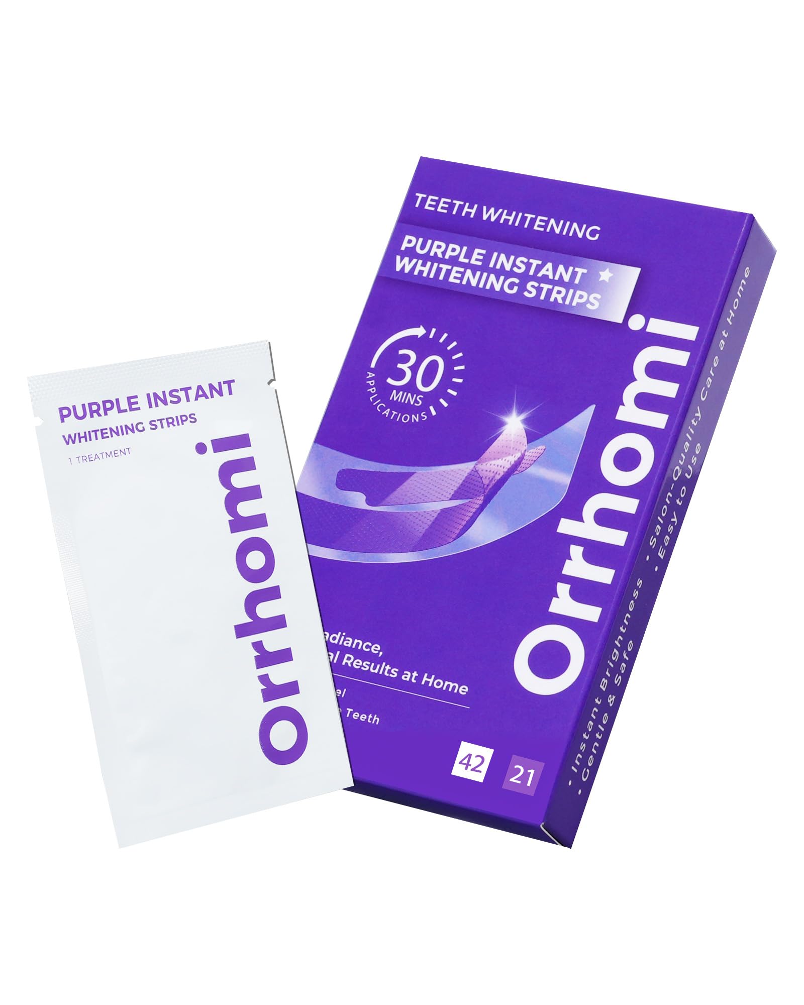 Teeth Whitening Strips 21 Treatments, Enamel Safe for Sensitive Tooth, Whitens Teeth, Purple Whitening Strips, Removes Yellow Stains & Bad Breath -