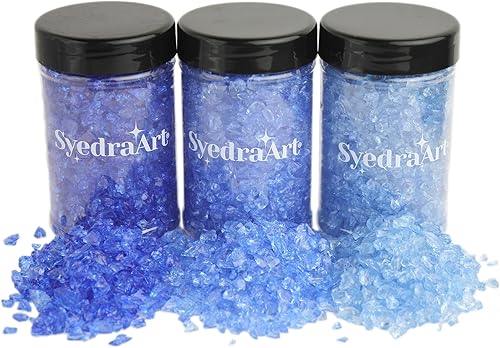 Miniatura 84 de Syedra - Juego de 3 piezas de vidrio triturado para manualidades, arte de resina, piezas de espejo de color triturado, 1 libra (amarillo)