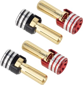 MEUS RACING 4Pcs RC Battery Heatsink Bullet Plug Connectors & Grips for 1/10 RC Crawler Car 5mm