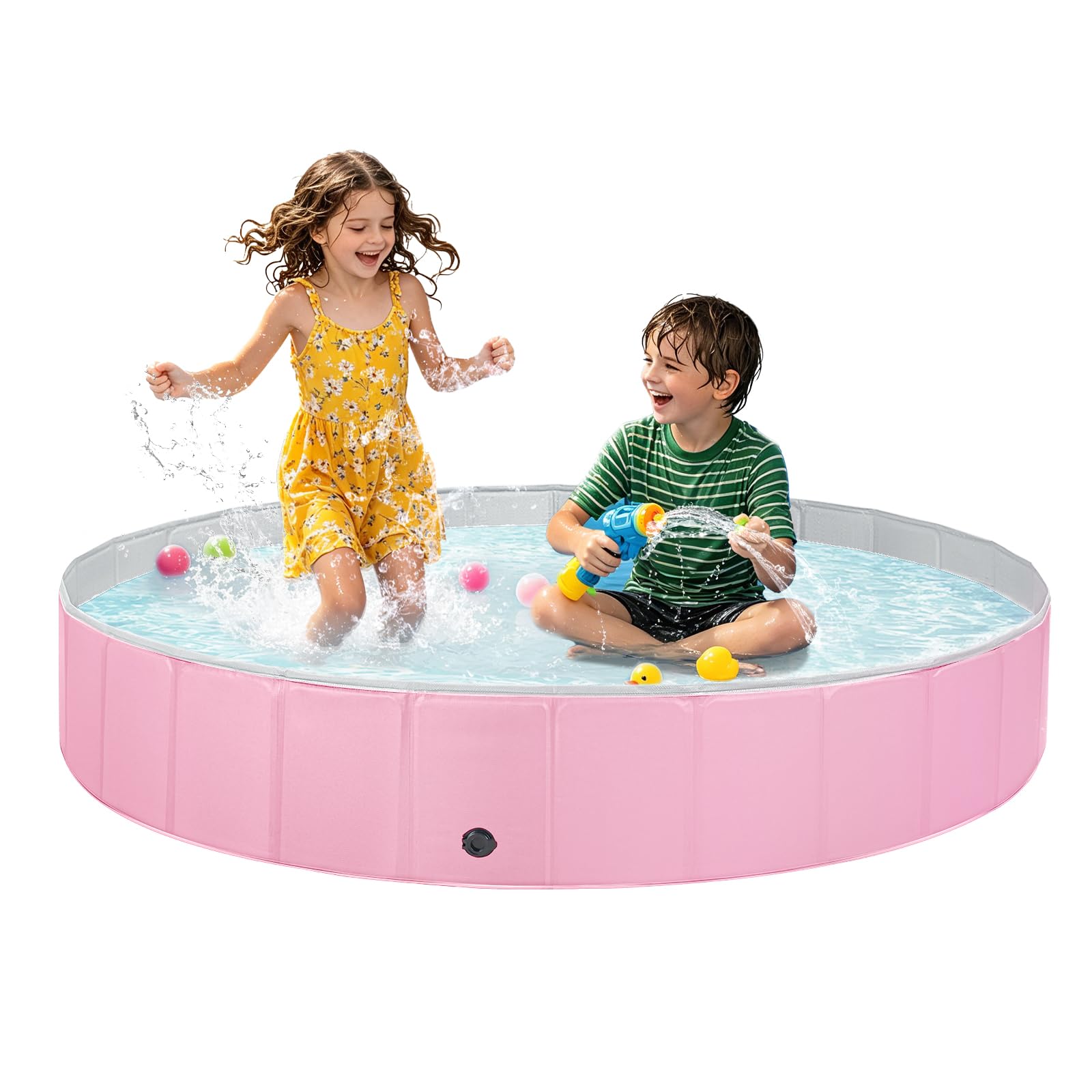 Jecoo Dog Pool for Large Dogs Kiddie Pool Hard Plastic Foldable Dog Bathing Tub Portable Outside Kids Swimming for Pets and Dogs Outdoor Backyard