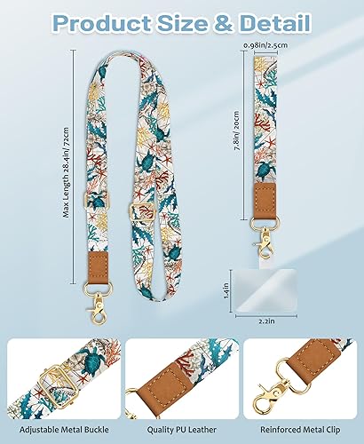 Miniatura 6 de Cordón cruzado para teléfono celular con correa para la muñeca, cordones de tortuga marina para alrededor del cuello, muñequera con correa ajustable