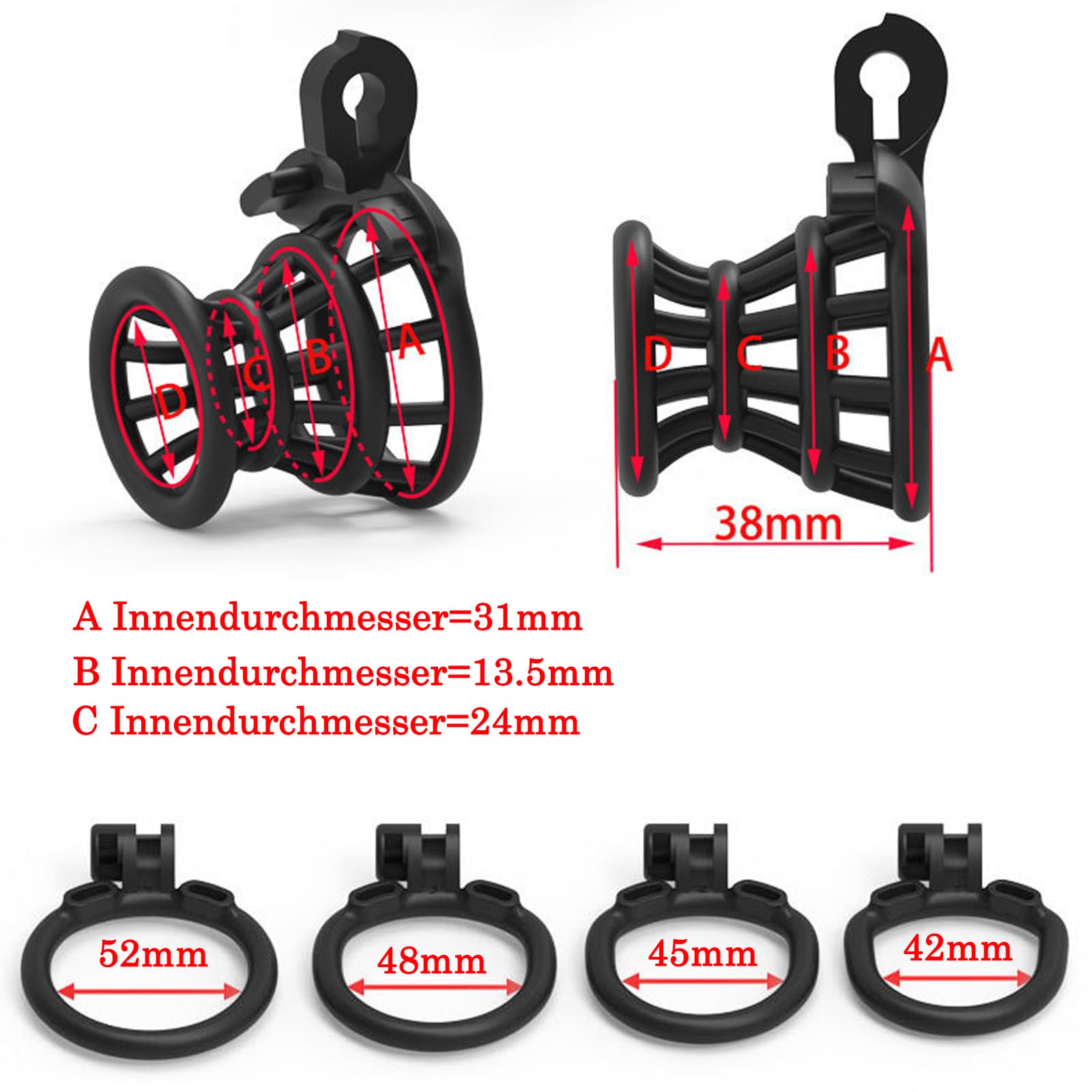 BDSMYEE Chastity cage per sissy, Piccola gabbia di castità traspirante, Gabbie per Pene SM bondage slave sex toys, male chastity gabbietta di castità per uomo (B)