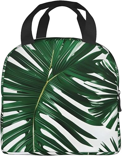 Miniatura 8 de Lonchera de trabajo, bolsa de almuerzo de viaje con hojas de palma verde para mujeres y hombres, contenedor de almuerzo aislado reutilizable de gran