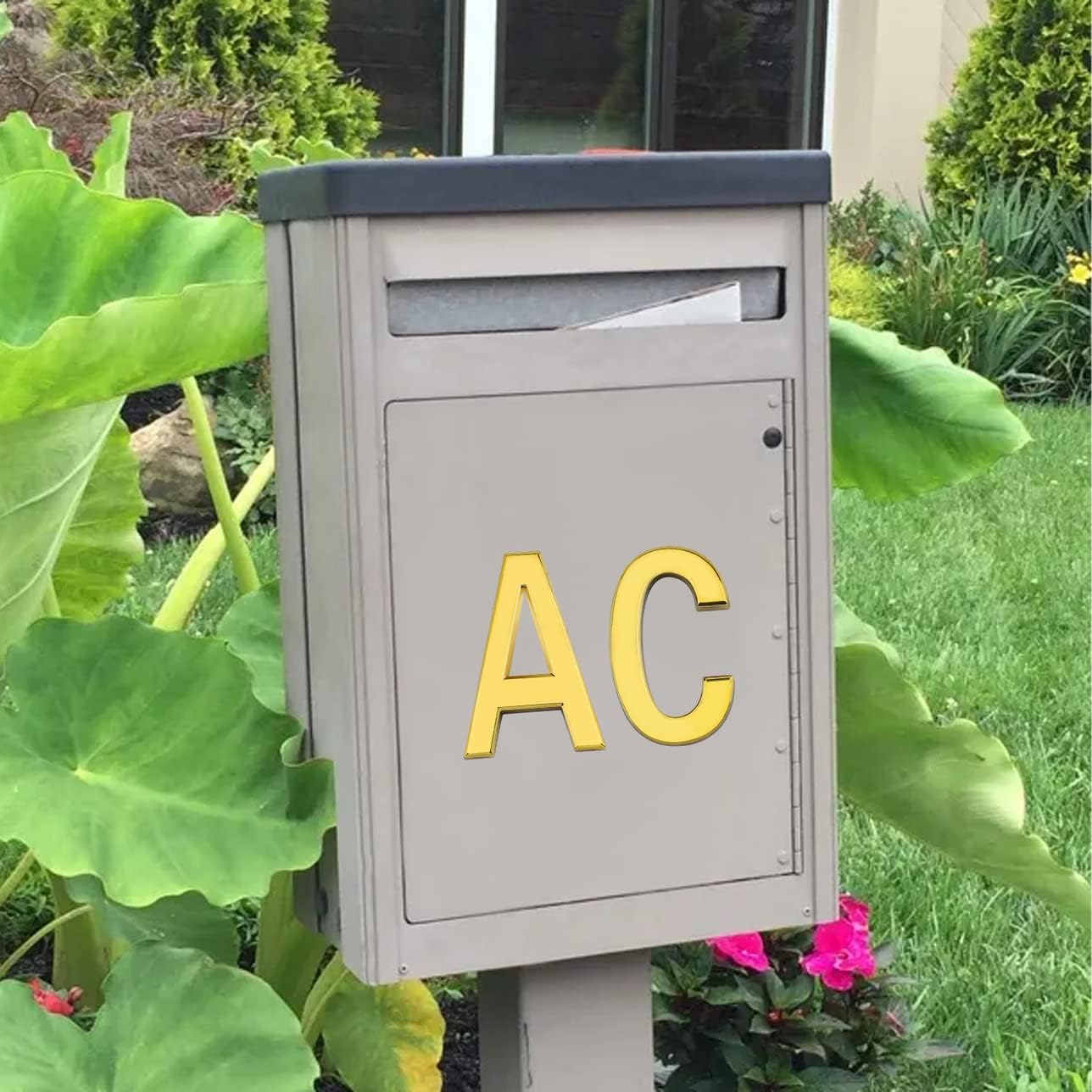 Woration 2 Inch A - D Self Adhesive Mailbox Letters Alphabet Stcikers Door Address Number Signs for Hotel Room Apartment Office Residence House Cars Trucks Gold Decoration 4 Pcs