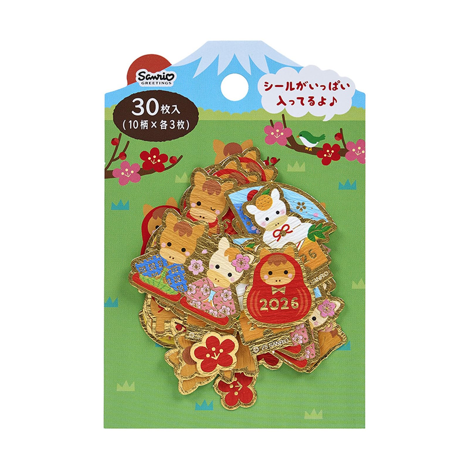 ぶうちり Amazon | サンリオ(SANRIO) 年賀 2026年 フレークシール正月のウマ JNP