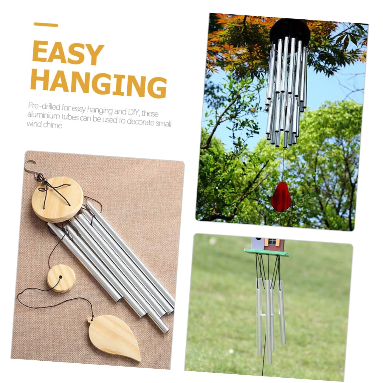 YARNOW 48pièces Tubes pour Bricolage De Carillons à Vent Matériaux pour Décoration Extérieure