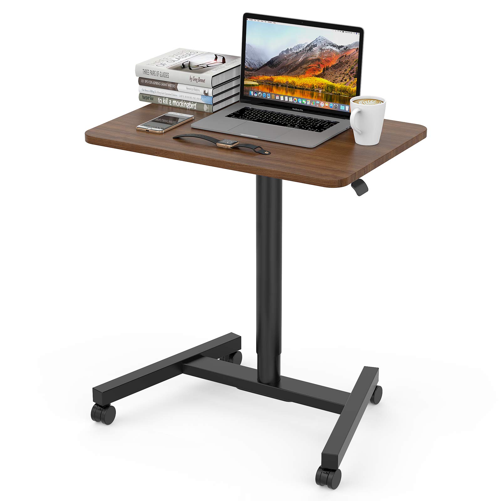 Buy 28 Inch Height Adjustable Laptop Sit to Stand Desk with Wheels