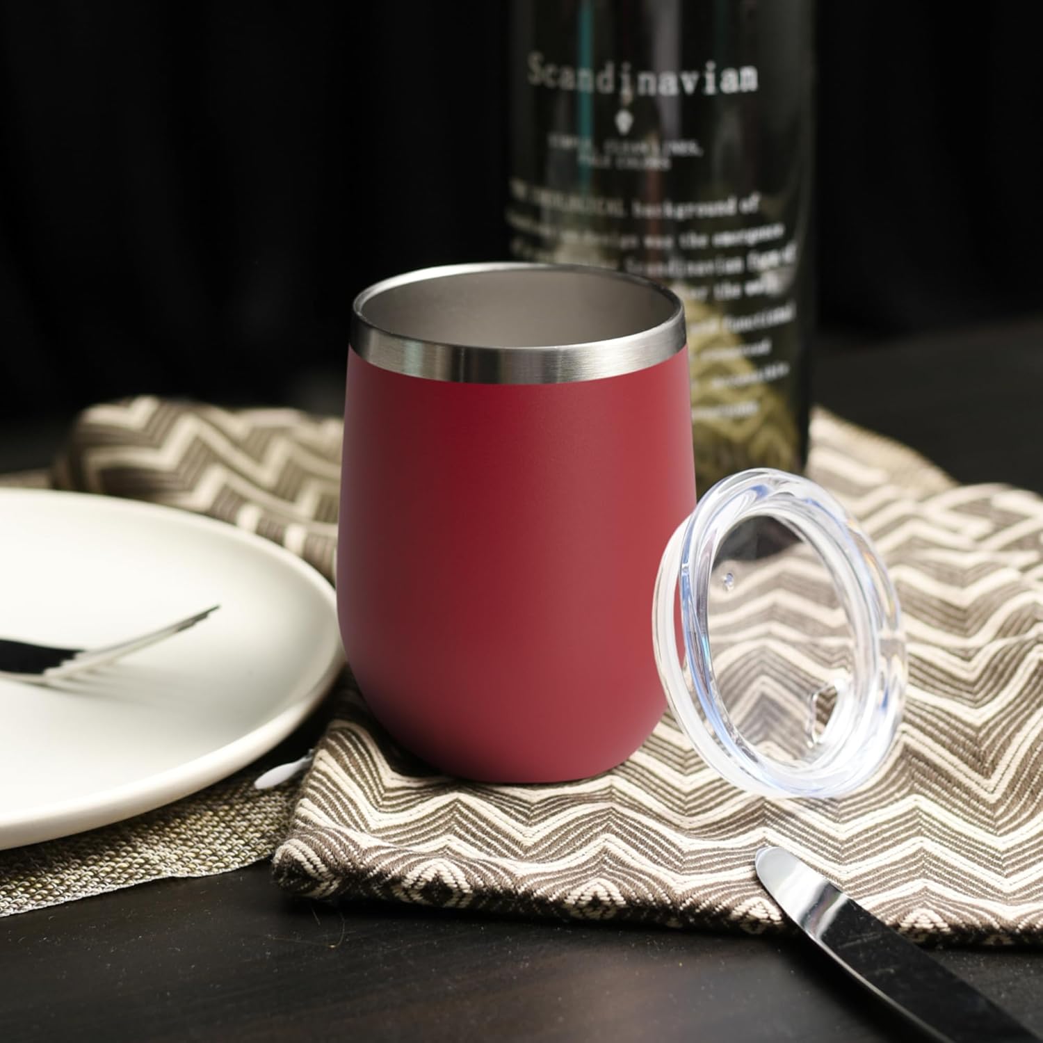 DOMICARE Stainless Steel Wine Tumbler Bulk with Lid, Personalized Insulated Tumblers Set, 12oz Travel Coffee Cups Pack of 1, Red - Image 5