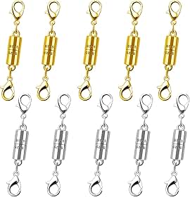 Oilzorr Fechos E Magnéticos De Prata 925 Para Colares, Joias, Fortes Colares Pulseiras (5 Ouro + 5 Prata)