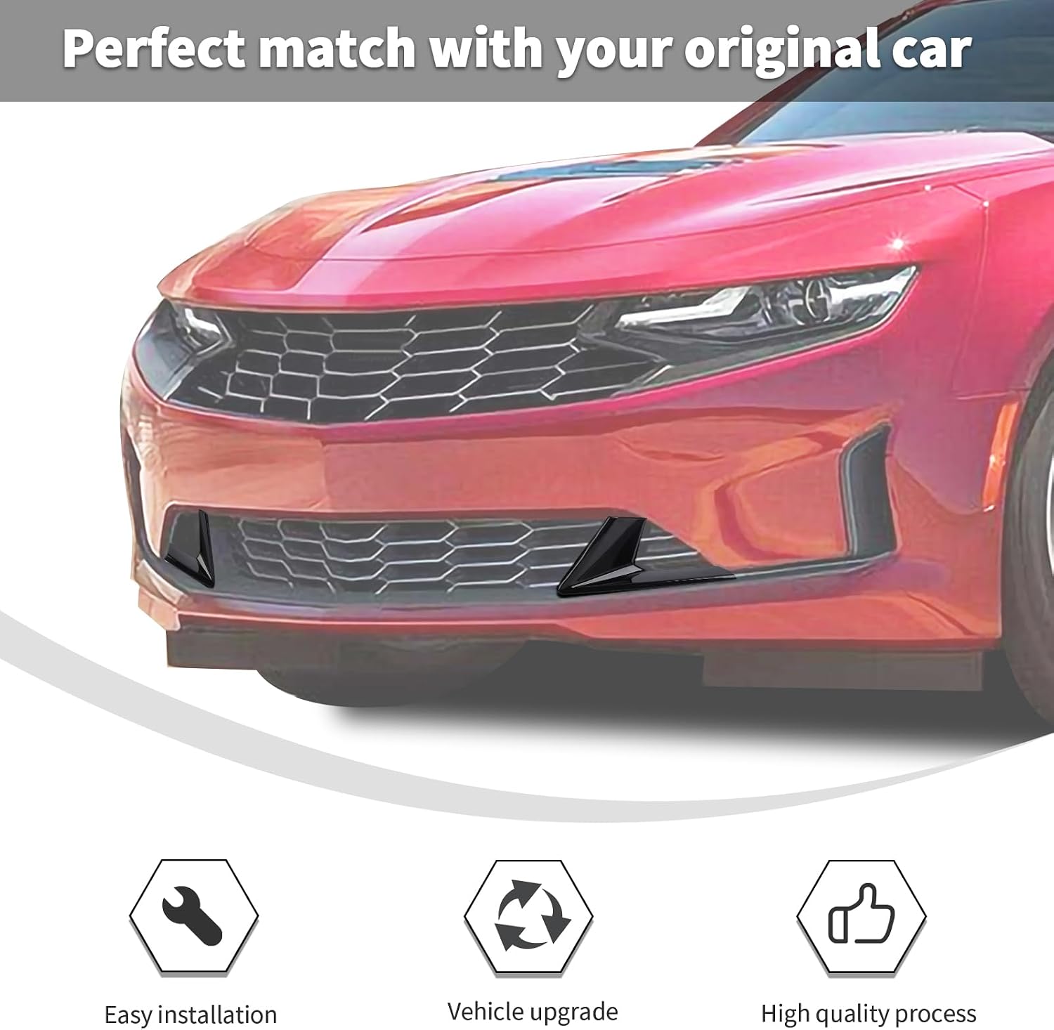 Linskip Front Bumper Grille Covers Compatible with 2019 2020 2021 2022 2023 2024 Chevy Camaro LS LT, Grill Inserts Trim for Camaro Exterior Accessories(Black)