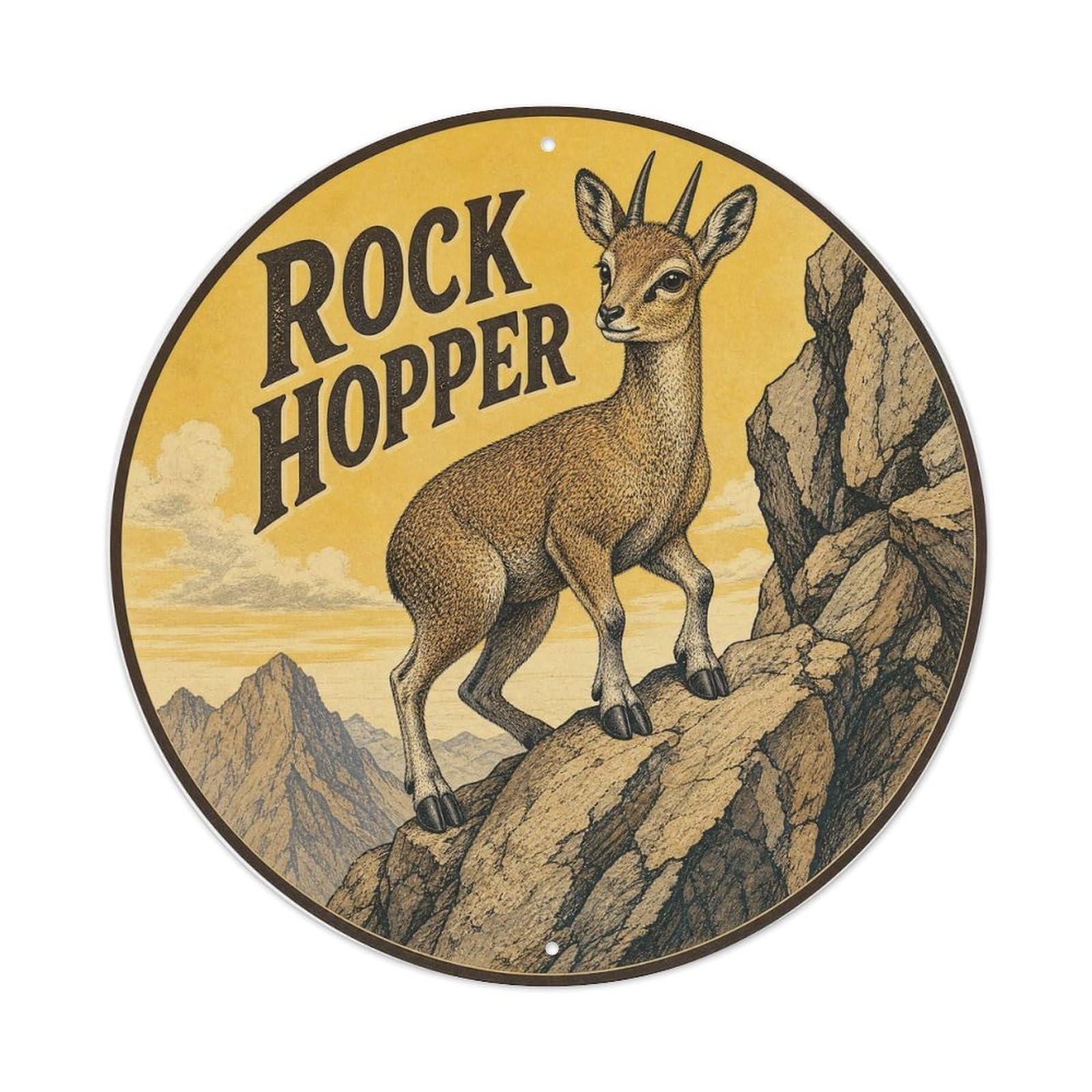 Rock Hopper Klipspringer Quirky Vintage Rustic Wildlife Metal Tin Sign