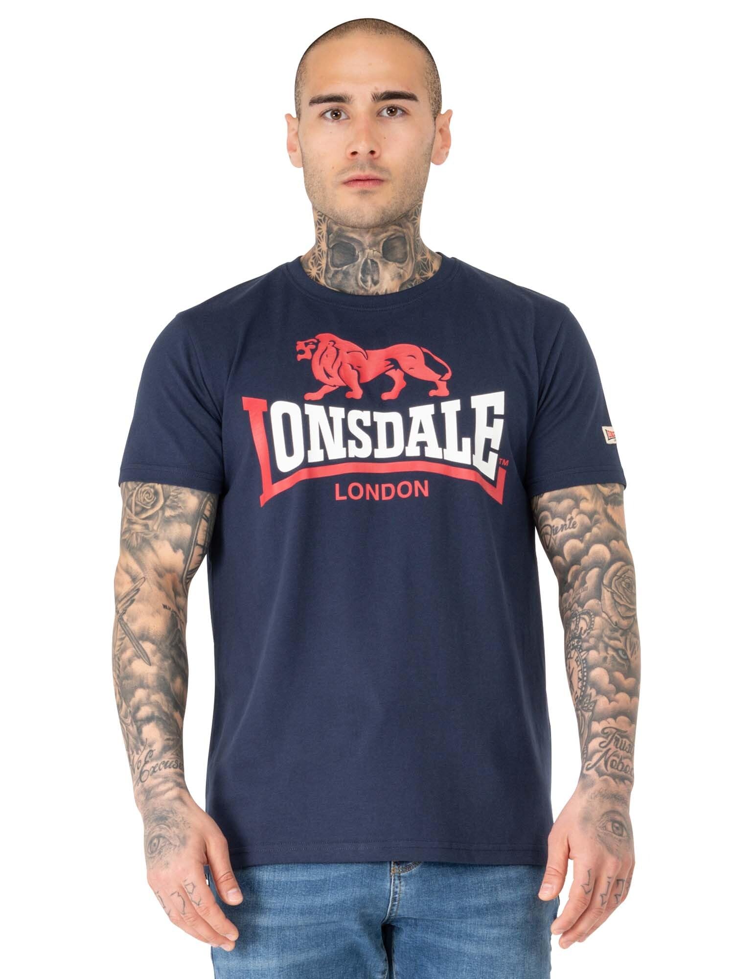 Lonsdale Men's Lion Two Tone T-Shirt, Navy/Red/White, XL