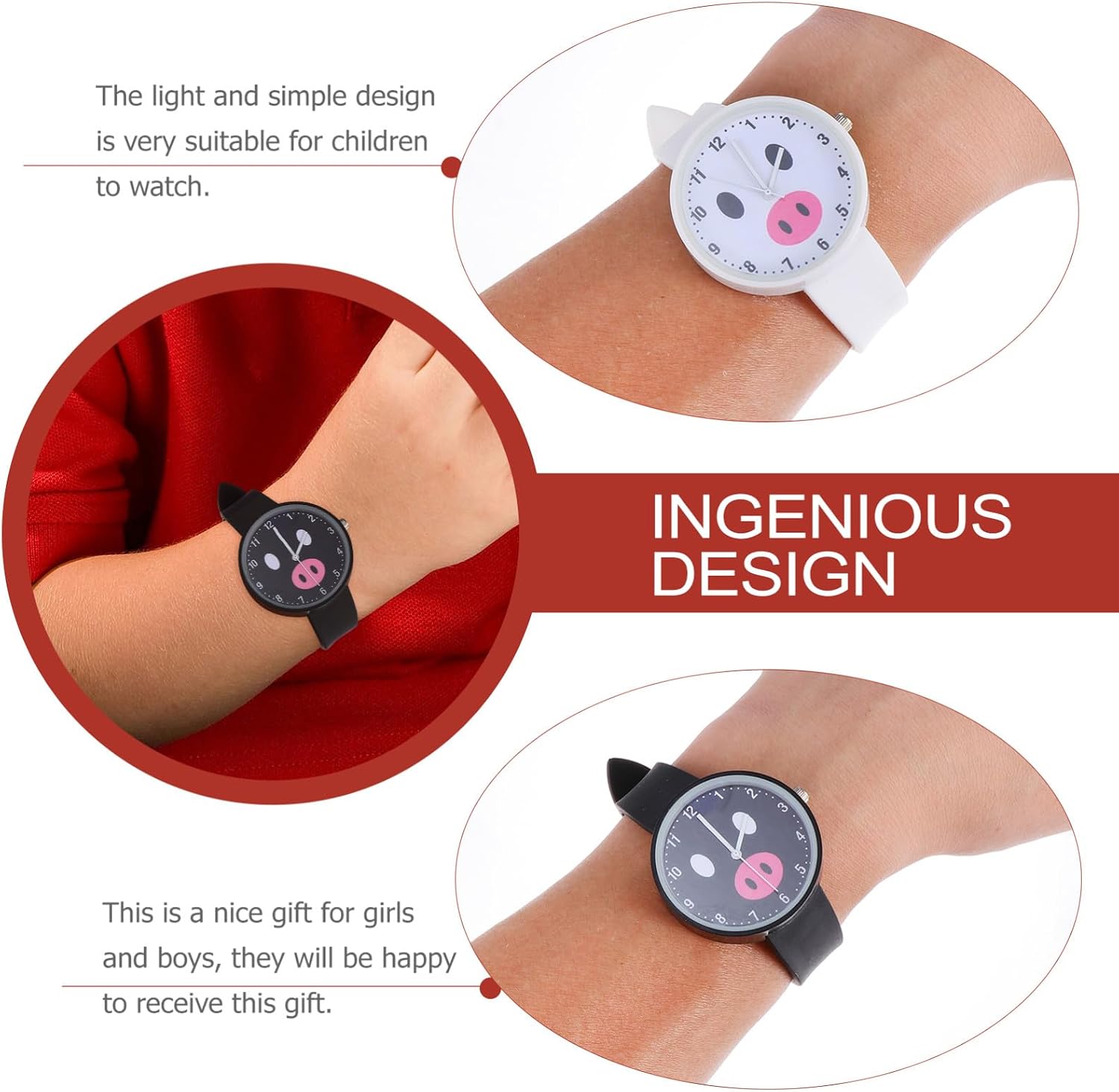2pcs Waterproof Silicone Watches for Boys with Cartoon Pig Design, Multifunction Quartz Wristwatch Set for School and Daily Wear
