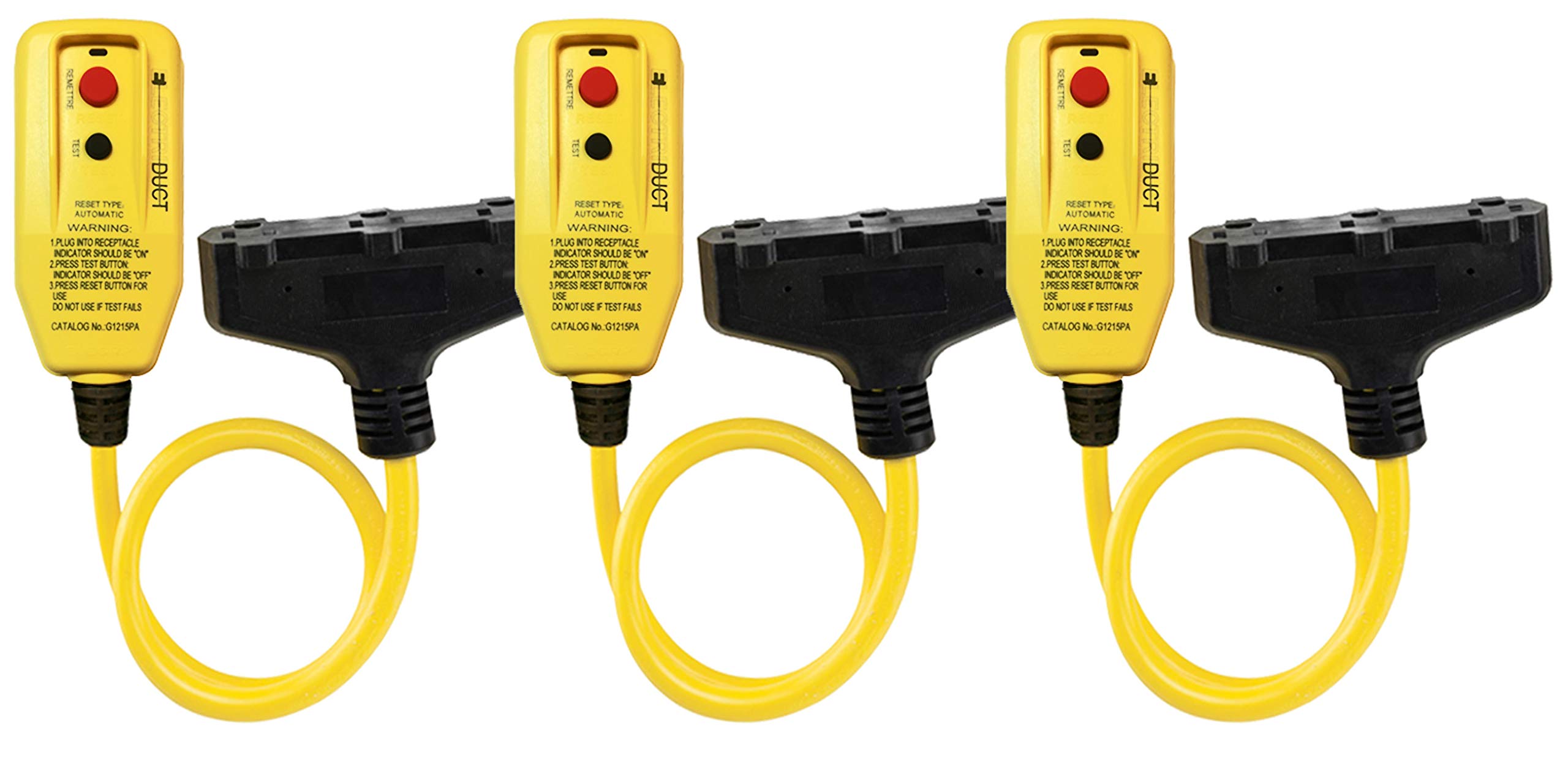 Electriduct GFCI Right Angle Adapter with 2FT Triple Tap Cord UL