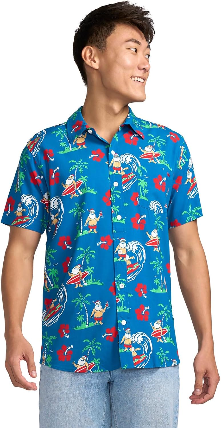 Tipsy Elves Men's Short Sleeve Holiday Button Down Shirts - Funny Christmas & Hanukkah Hawaiian Shirts for Men - Image 2