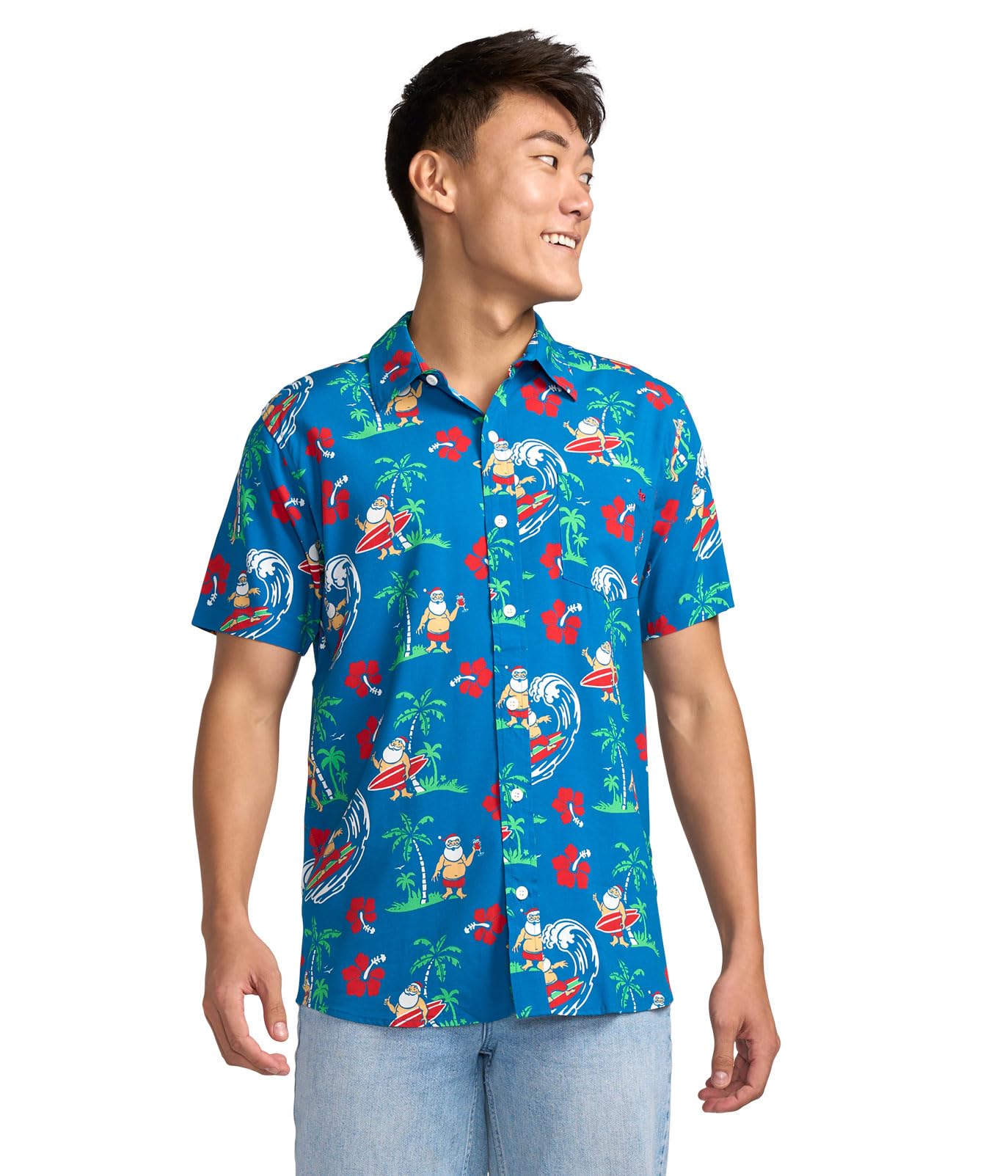 Tipsy Elves Men's Holiday Hawaiian Shirt – Funny Christmas & Hanukkah Short Sleeve Button Down - View #9