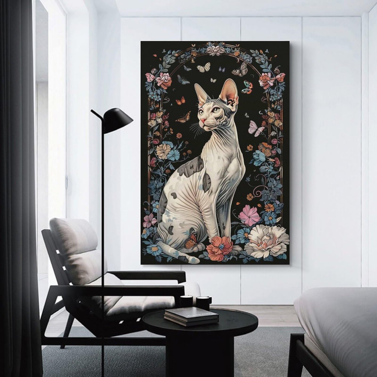 Junmoney Cornish Rex Hanging Wall Art, 20x30inch(50x75cm), for Bedroom, Guest Room Or Reading Nook, Home Artwork with A Soft Interior Feel