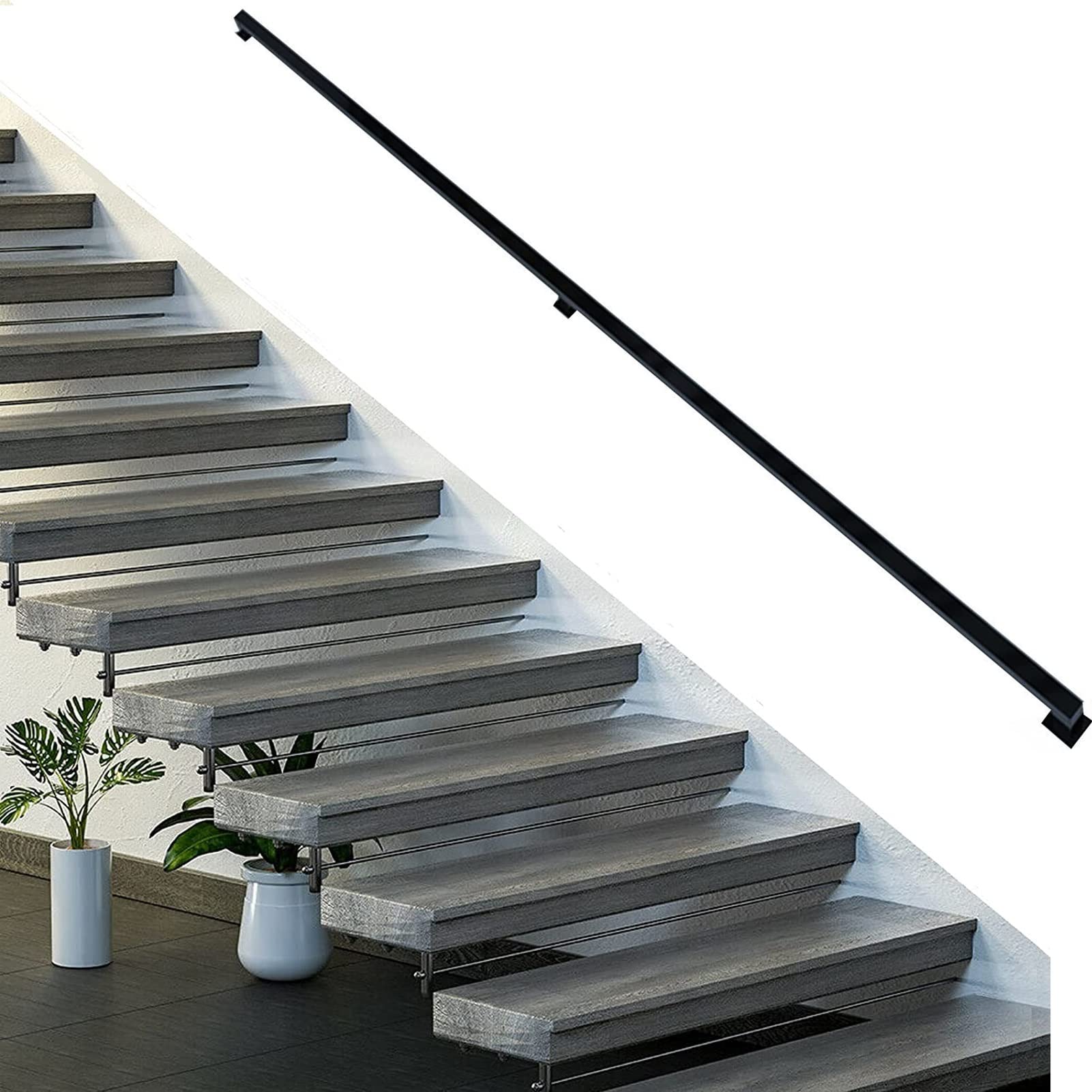 Rampe d'escalier en métal de qualité supérieure, balustrade carrée noire design