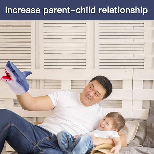 Miniatura 6 de Yolococa Títere de mano de tiburón realista látex suave juguete de animales narración de cuentos juego de rol suministros para fiestas para niños