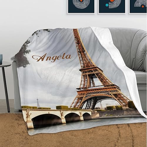 Miniatura 2 de City Landmark Paris - Manta personalizada con nombre de la Torre Eiffel de 30 x 40 pulgadas