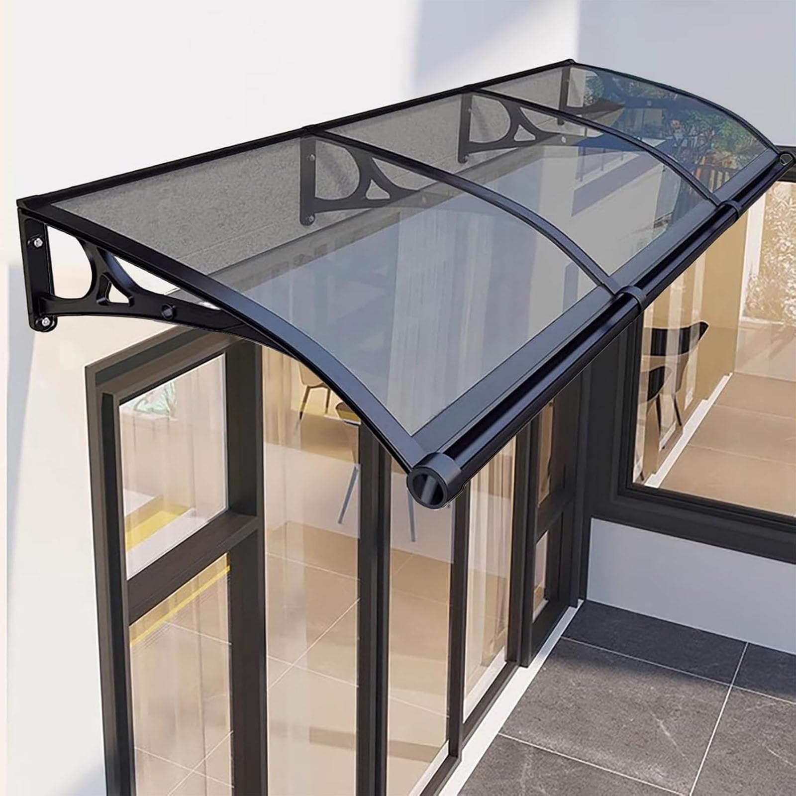Auvent extérieur au design moderne en polycarbonate rigide et haute résistance aux UV