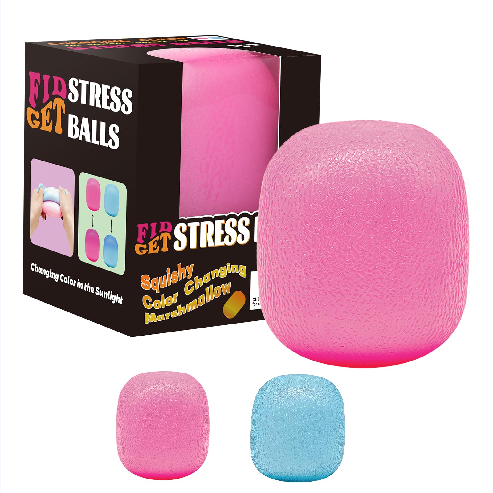 Fidget Toys Squishy Drop, Stress Cube Squishies Anxiety Stress Relief, Ice Squishy Stress Cube-Drop Malt Sugar Balls, Sensory Ball for Kids with Autism (Pink Dough Ball, 1)