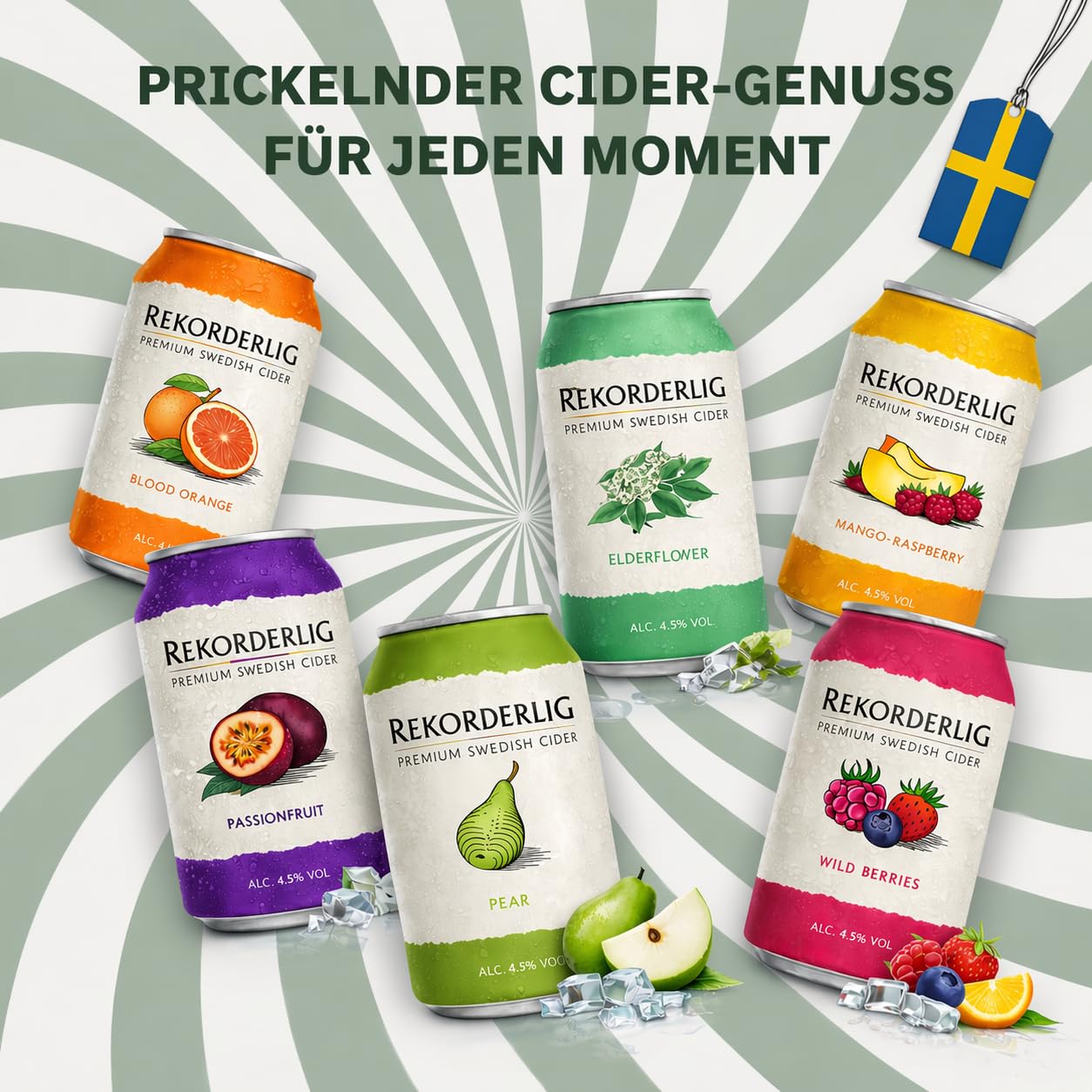 Rekorderlig Mango Raspberry Cider 24 x 0,33 l Dosen Vorratspack – Schwedischer Premium Fruit Cider 4,5% Vol.