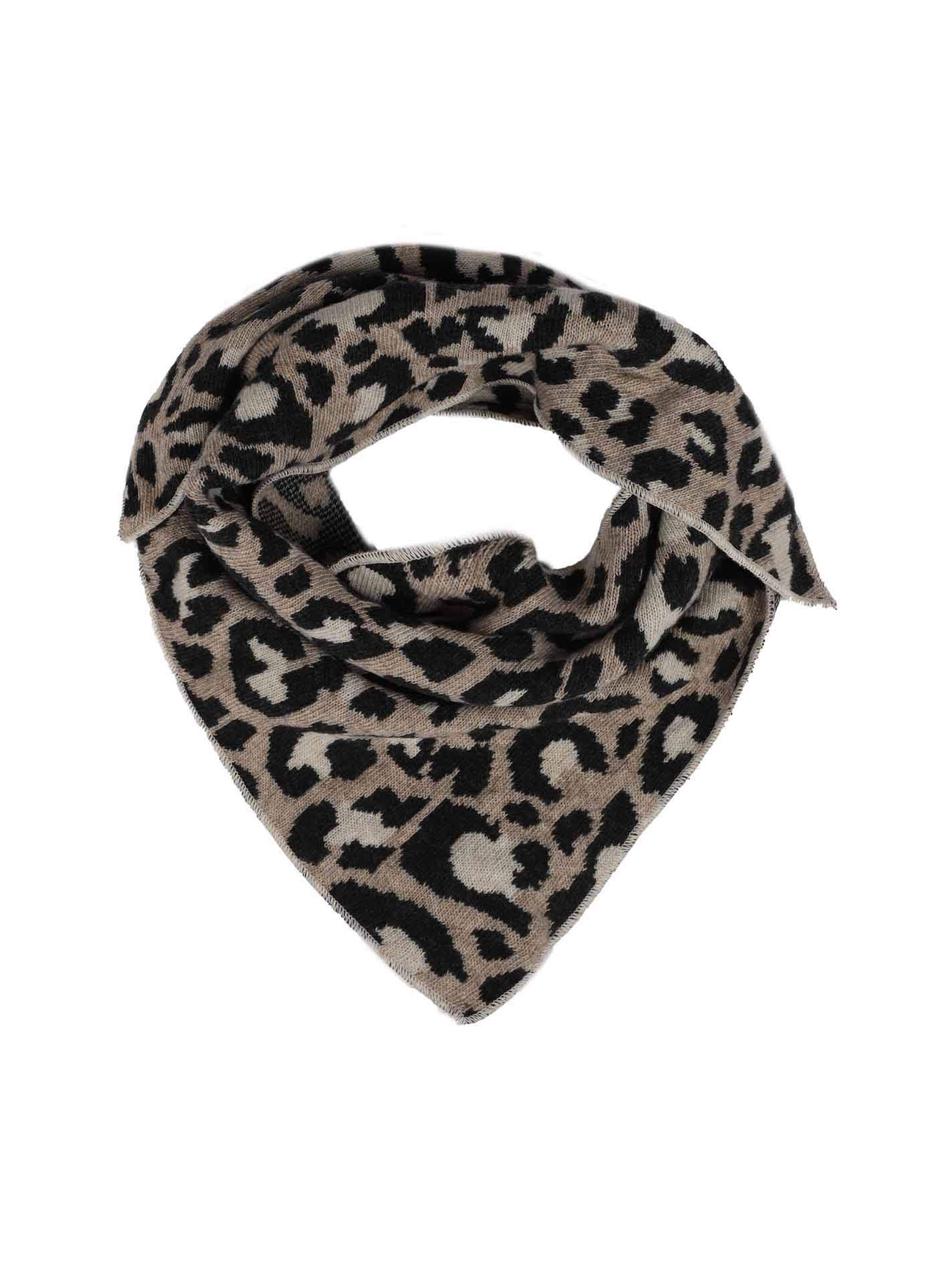 Zwillingsherz Foulard triangulaire en cachemire et laine pour enfants Foulard en cachemire de qualité supérieure avec imprimé léopard animal Parfait pour l'été, l'automne, l'hiver. Beige One