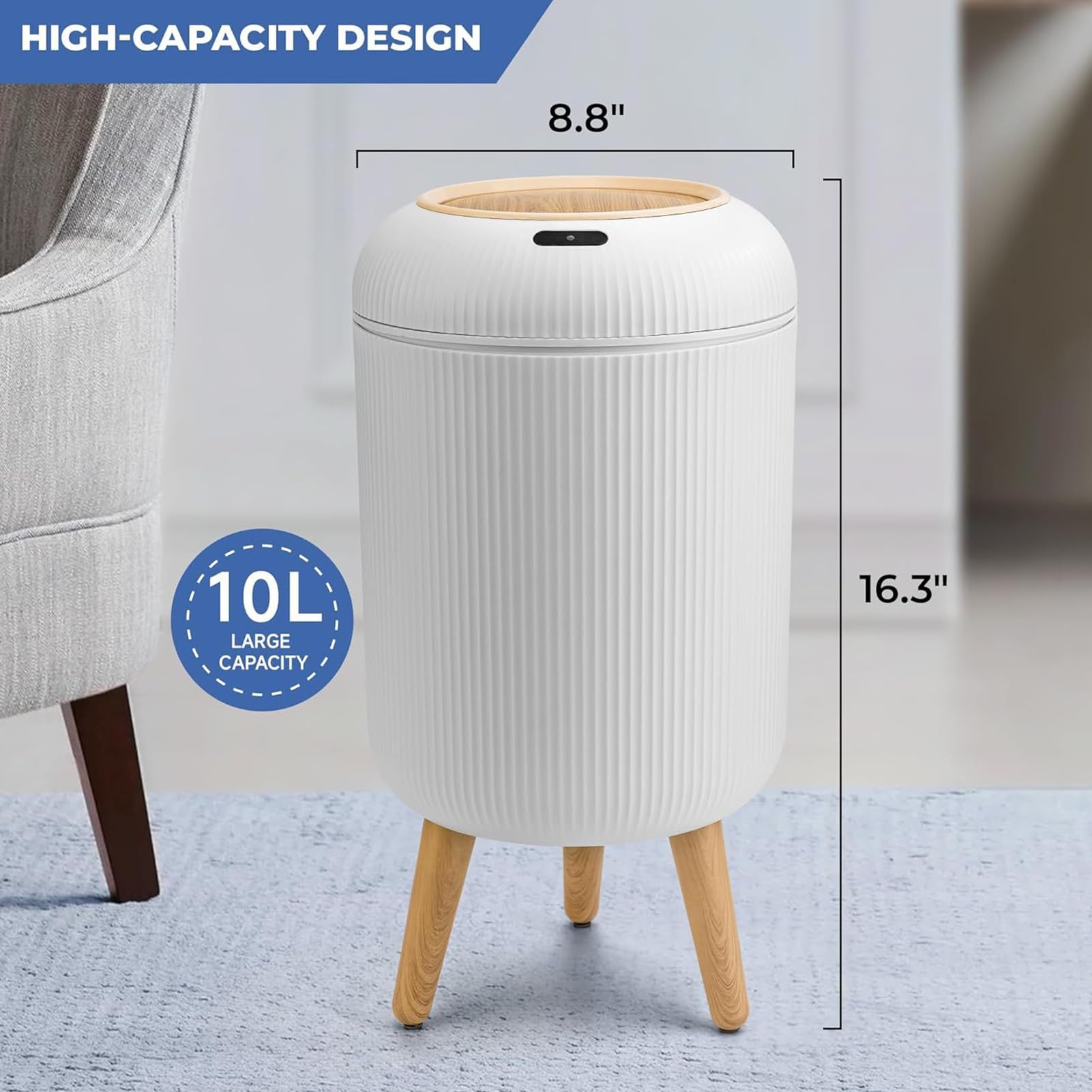 Papelera con Sensor Pequeño Cesto para Residuos, Cubo Orgánico y de