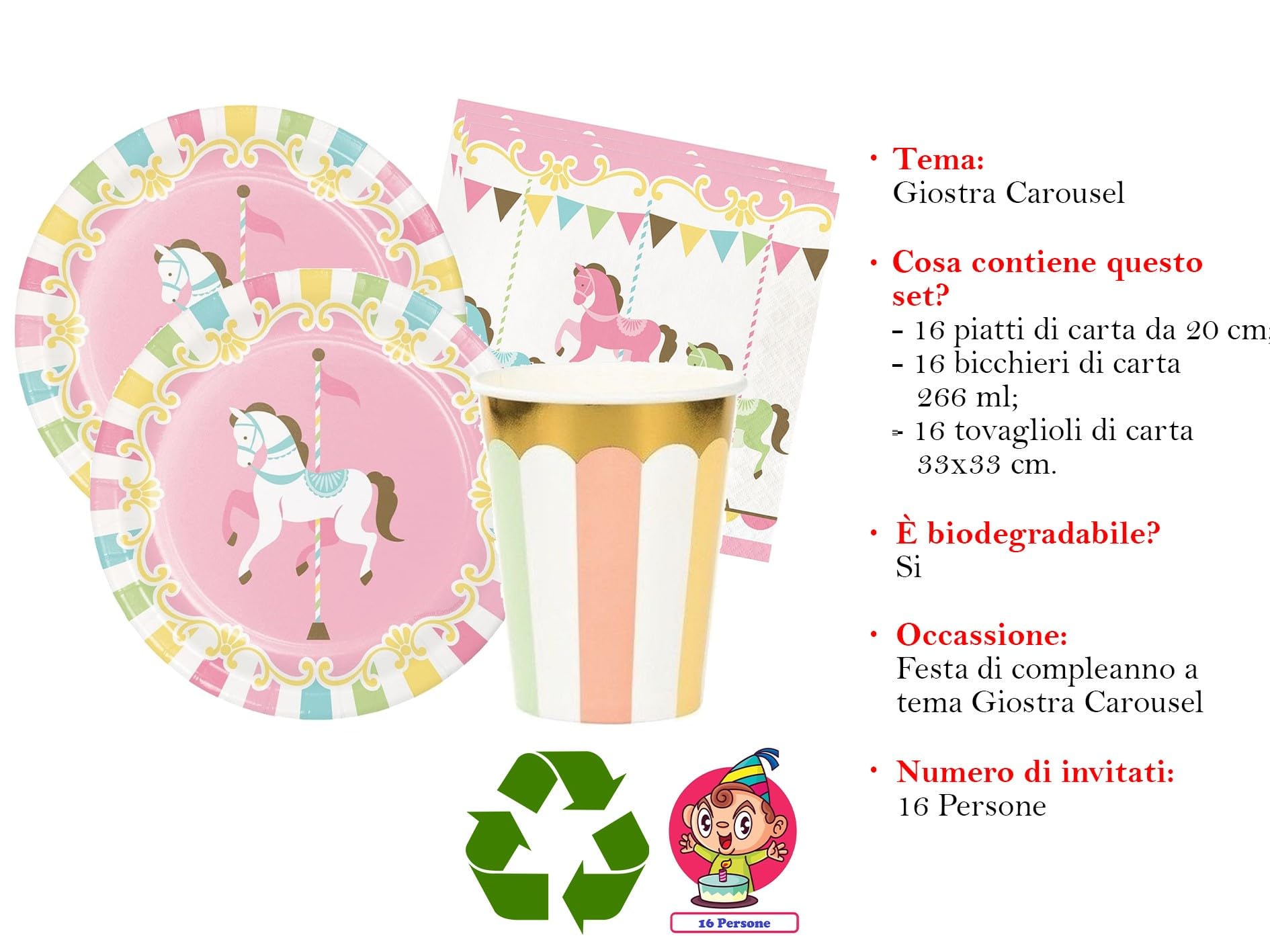 Kit Stoviglie Encanto Compleanno - 8 Piatti, 8 Bicchieri, 20 Tovaglioli, Per Feste A Tema Bambini - Foto 4