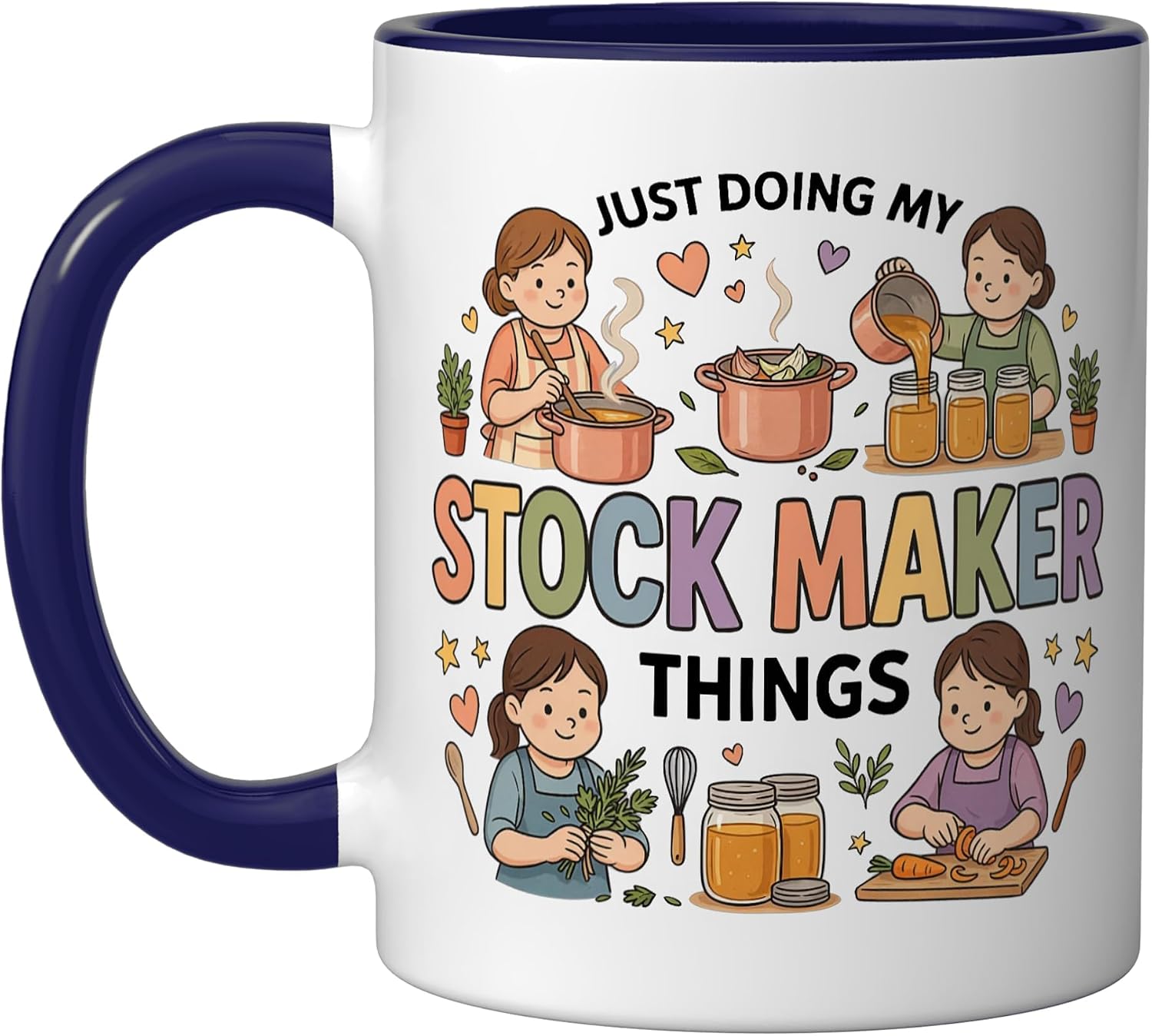 Stock Making Bone Broth Maker Pot Cooking Ceramic Mug, Red/White, 15oz image 5