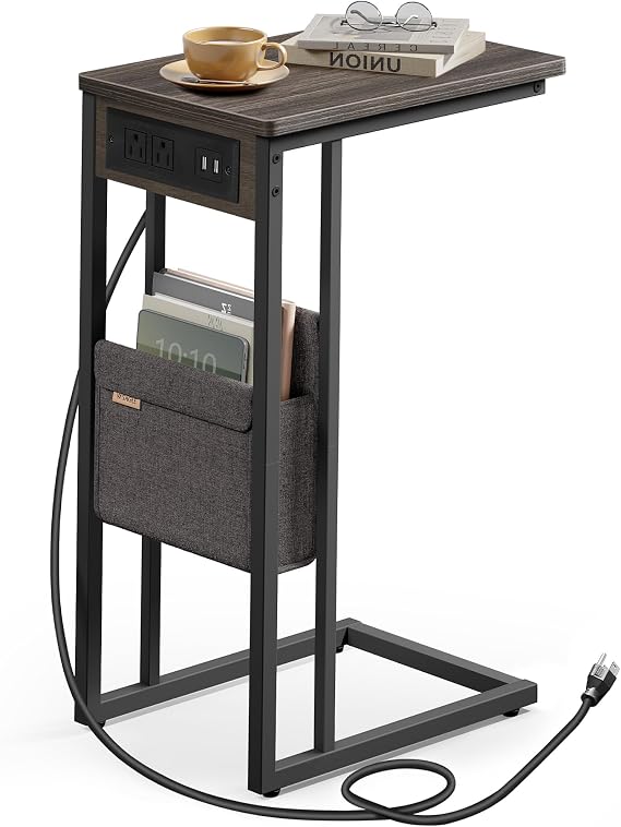 Vasagle C-shaped side table with charging