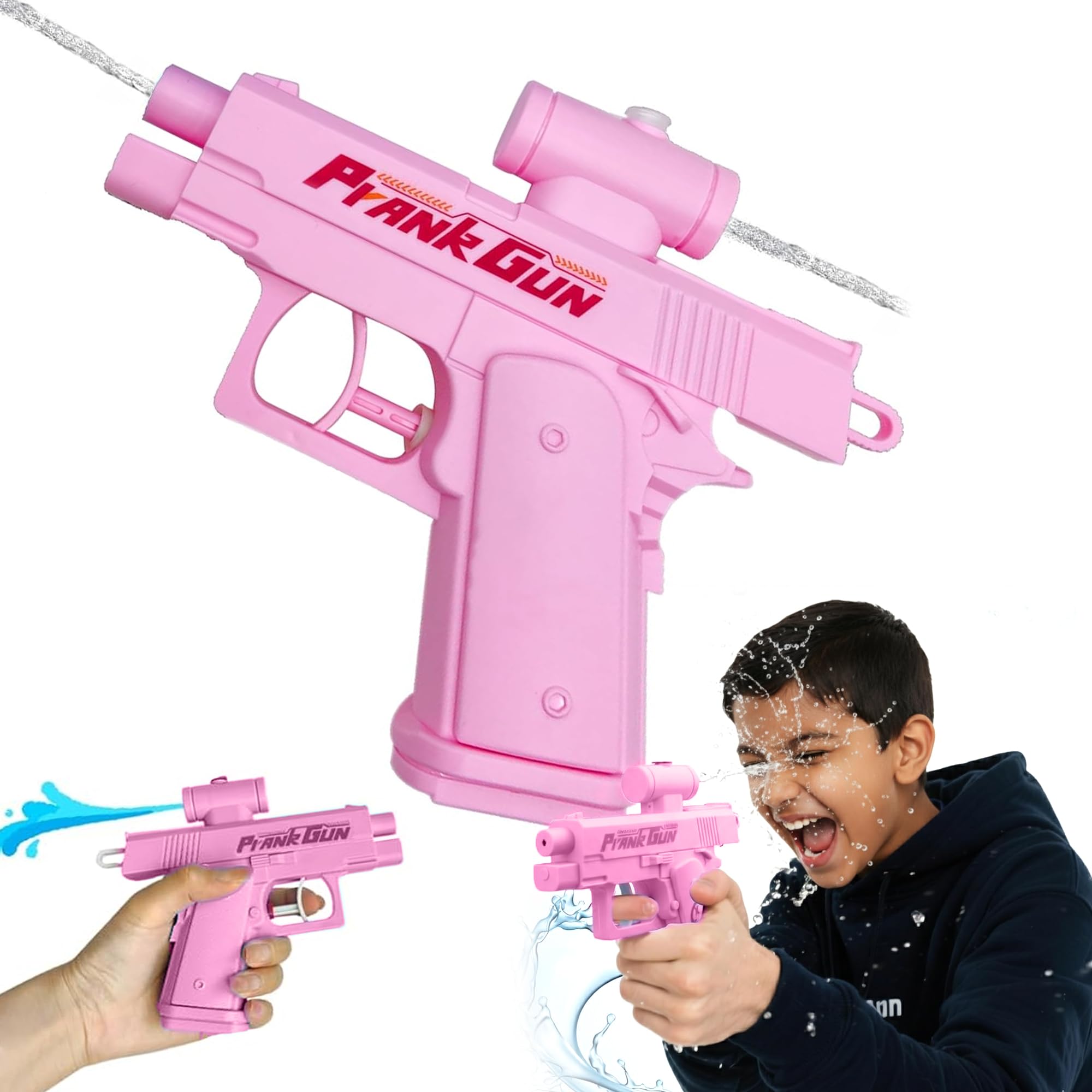 Kidology Prank Two-Way Water Gun Toy | Double Spray Reverse Squirt Gun for Kids & Adults | Funny Surprise Water Blaster for Holi, Pool Parties & Outdoor Play (Pink)-image-6