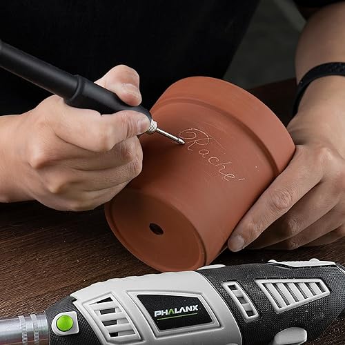 Miniatura 6 de PHALANX Kit de herramientas rotativas de 180 W, 1.5 amperios, 6 velocidades variables con eje flexible, herramienta rotativa multiusos de 8000-35000