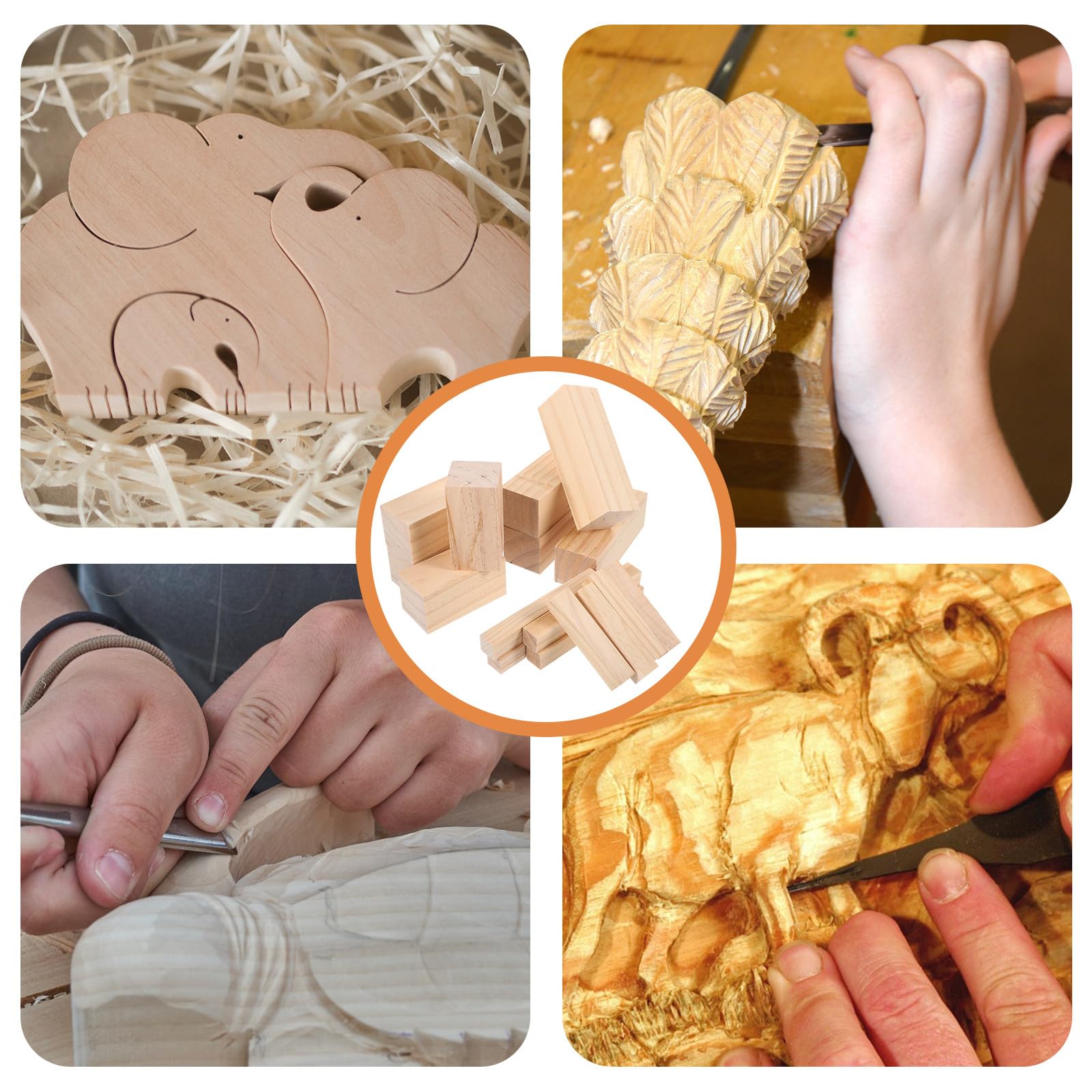 16 Stück Teiliges Unbehandelte Holzleisten Rechteckige Holzblöcke zum Schnitzen und Basteln für Anfänger DIY Holzdrechseln Whittling Holzschnitzerei Holzstücke Holzhandwerk