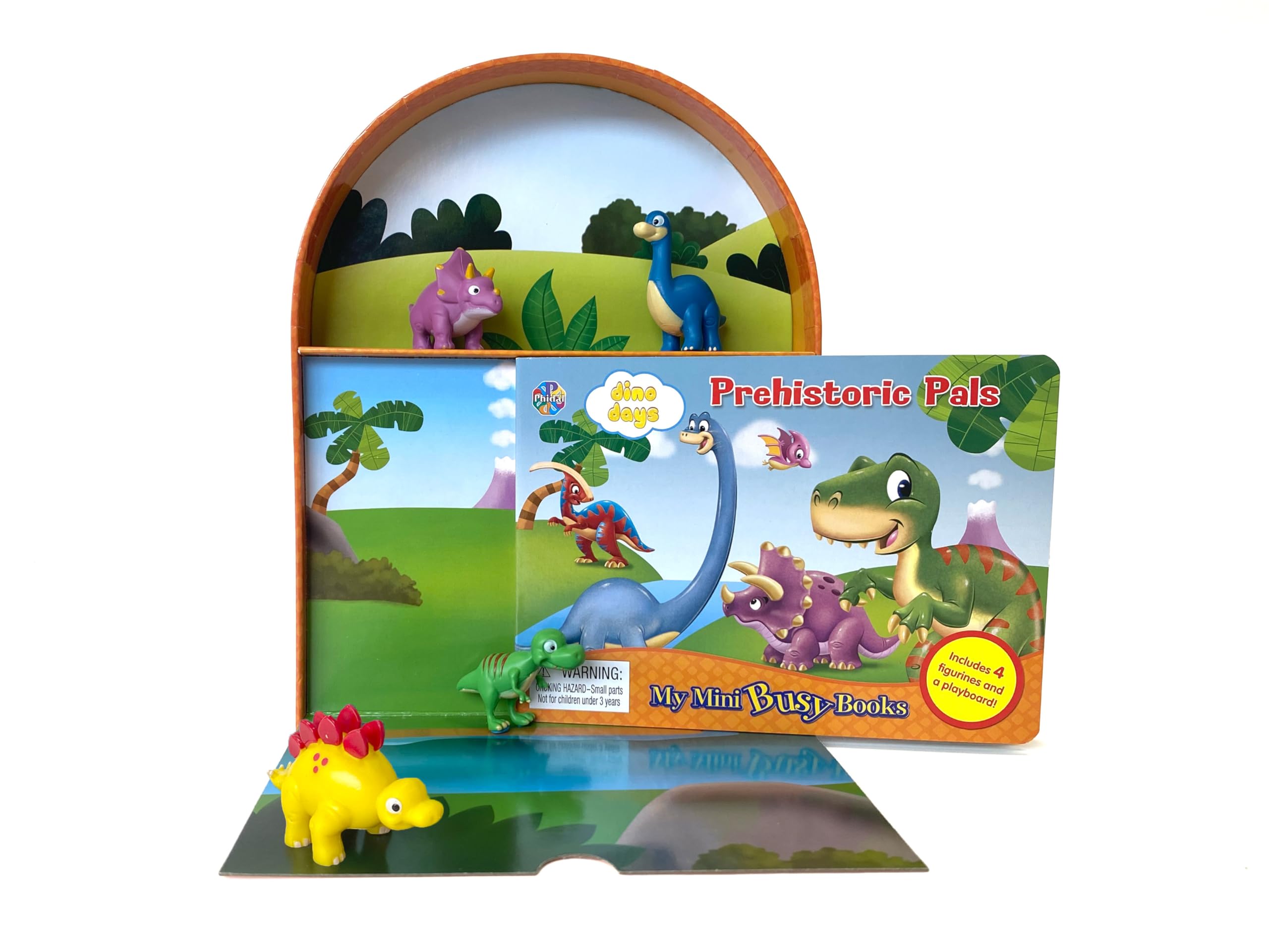 Phidal Dino Days Prehistoric Pals My Mini Busy Books - Activity Books for kids, 10-page storybook, 4 figurines, a foldable play mat
