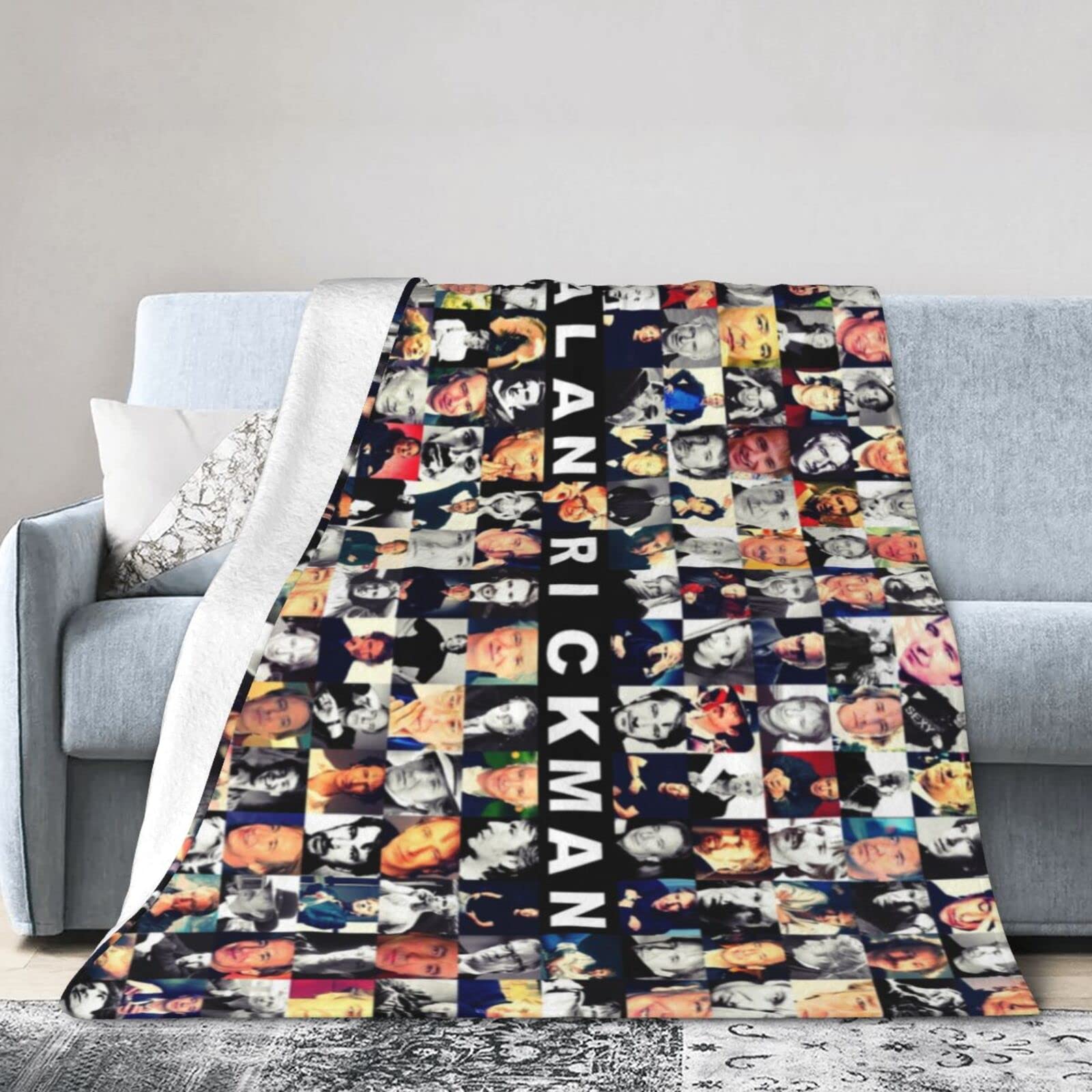 Fleece Blanket for Sofa Camping, Super Soft Lightweight Cozy Luxury Flannel Bed Blanket, Alan AR Rickman Fluffy Plush Couch Blanket Throw fo 125CM X 100CM