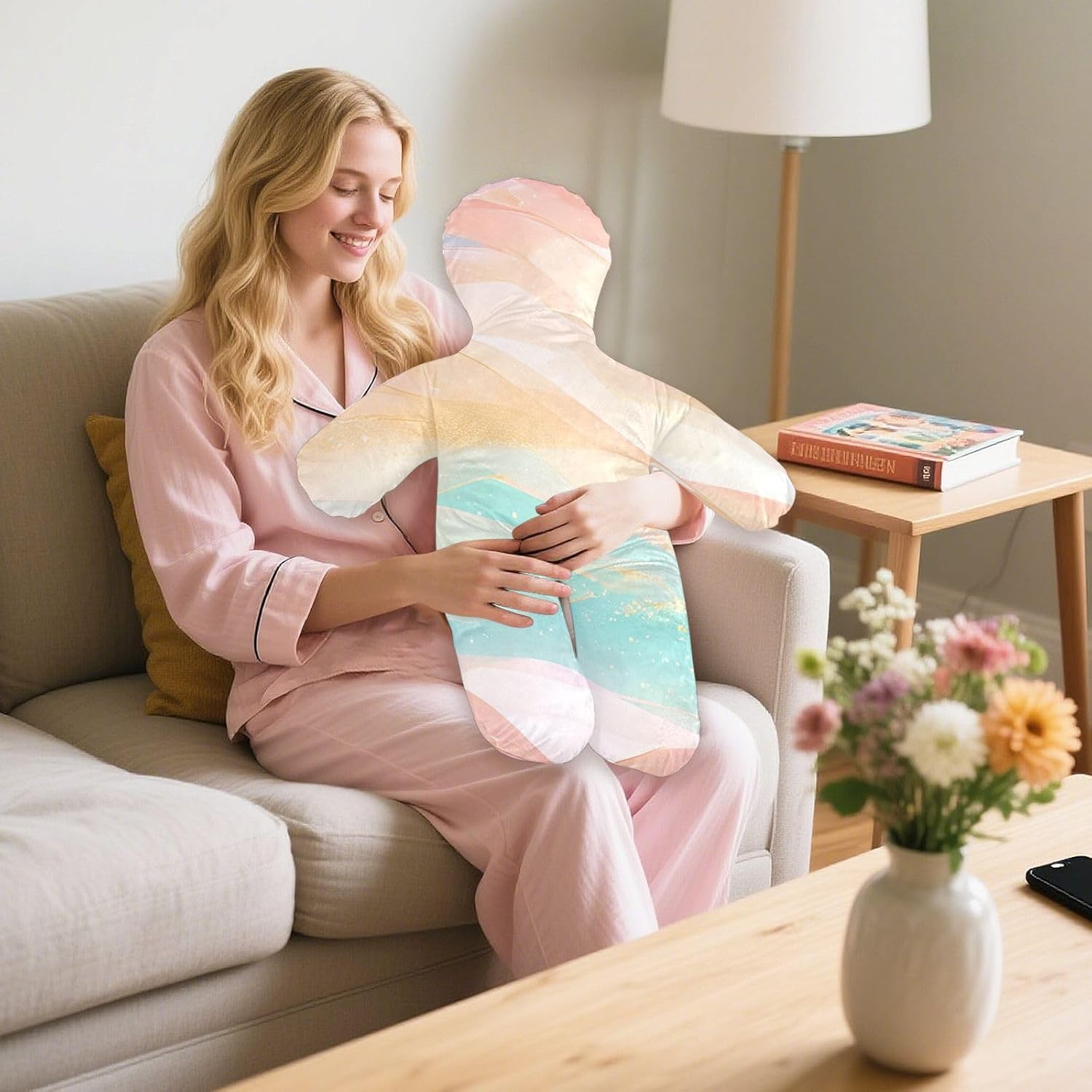 Full Body Pillow Ultra Soft Plush Napping Pillows Loneliness Comfort for Kids White Orange Red