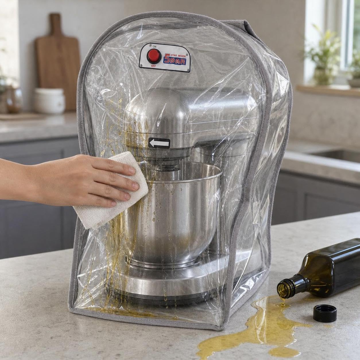 Abdeckhaube für Küchenmaschine und Mixer, PVC Abdeckung für , für Standmixer , Hellgrün