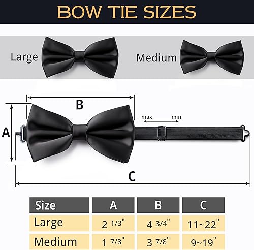 Miniatura 4 de Adam Young Men's Bow Ties Pre-Tied Style Formal Satin Classic Bowtie for Tuxedo Faux Silk