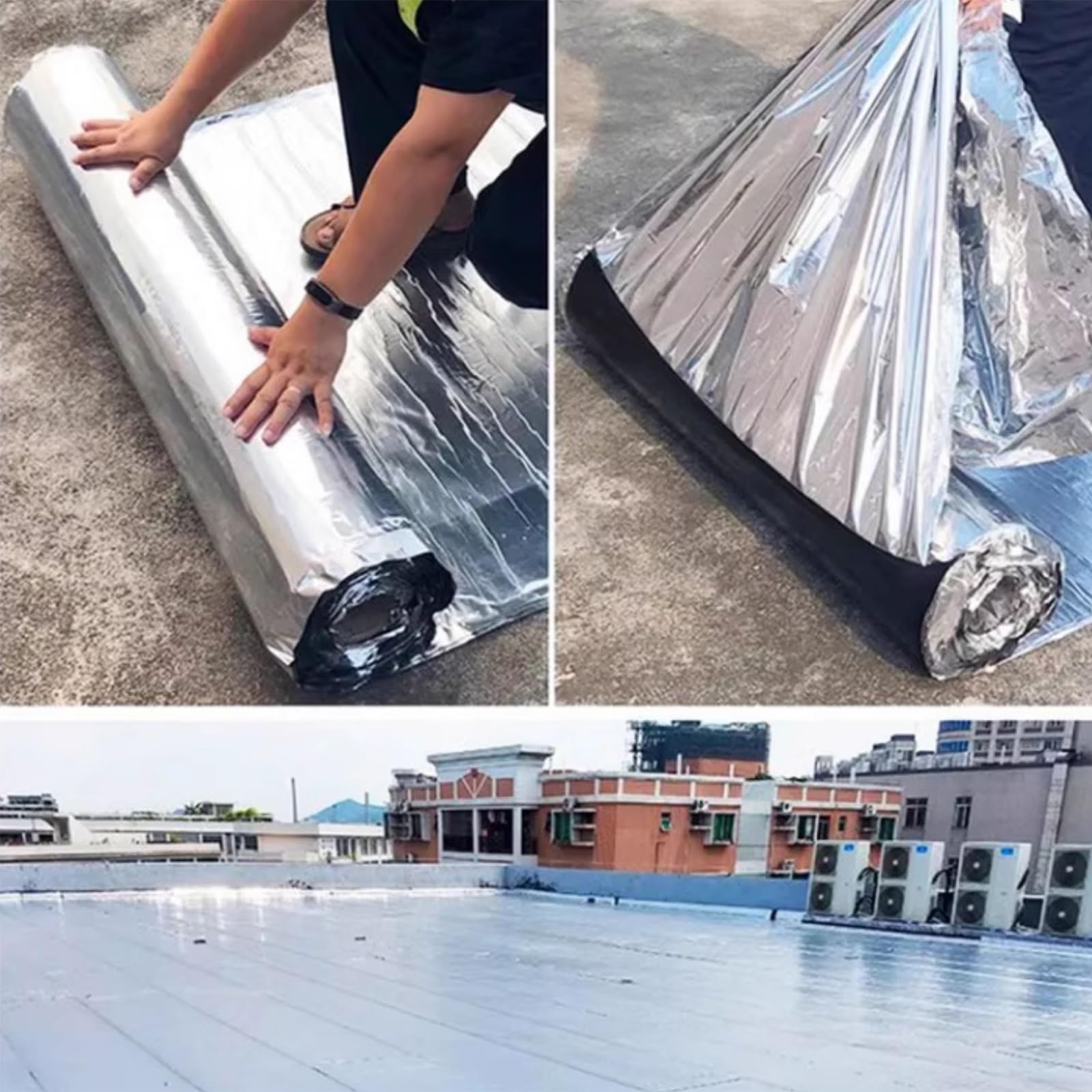 Tela Asfaltica de Aluminio for Aislante Sellador，Cinta de reparación de Tejas asfálticas,Rollo de Base Protectora for techos，para Piscina,Metal,Grietas en Techo(THK1.2mm/W0.3*L5m)