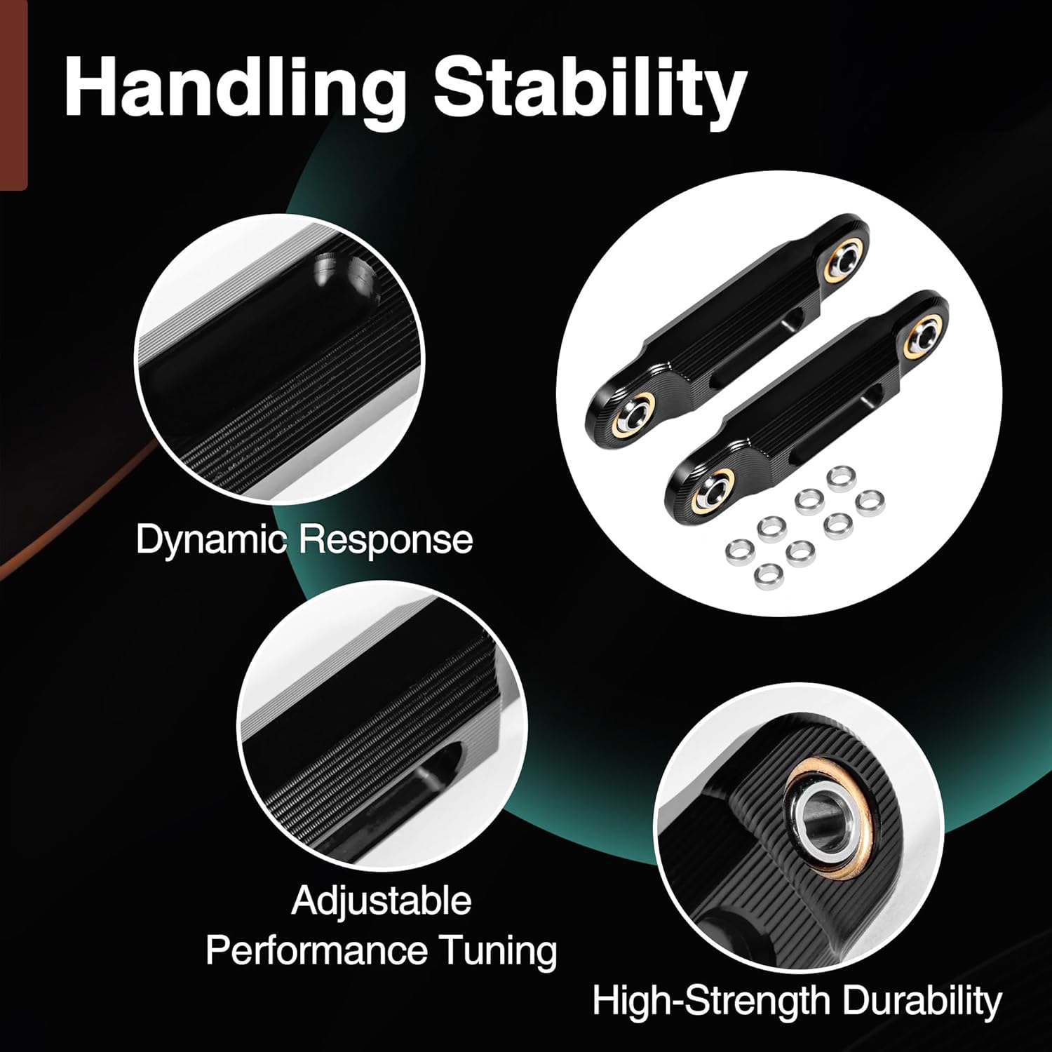 Sway Bar End Links – Billet Aluminum Joint End Links Kit for the Can-Am Ryker 600/900 / Rally (2019-2025) & Sport (2022-2025) Accessories (Black)