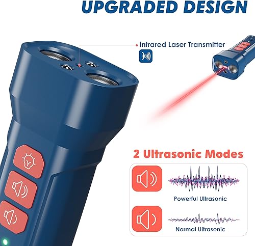 Miniatura 2 de Rolore Dispositivos de control de ladridos para perros - Dispositivo antiladridos de doble sensor con luz LED 3 modos de disuasión ultrasónico para