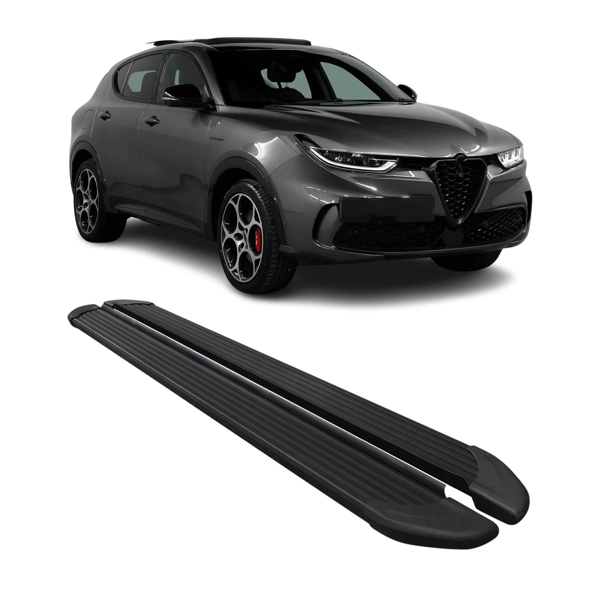 OMAC Pedane Laterali Sottoporta compatibile con Alfa Romeo Tonale 2022-2026 Alu Nero 2 Pz