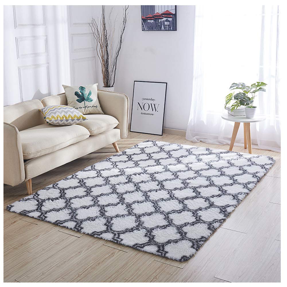 GUOCU Hochflor Shaggy Langflor Teppich Flauschiger Teppich Weiß Lammfell Kunstfell Teppiche Lammfellimitat Wollteppich Bettvorleger Sofa Matte Fellimitat Fellteppich Teppiche Wohnzimmer,Weiß,160x200