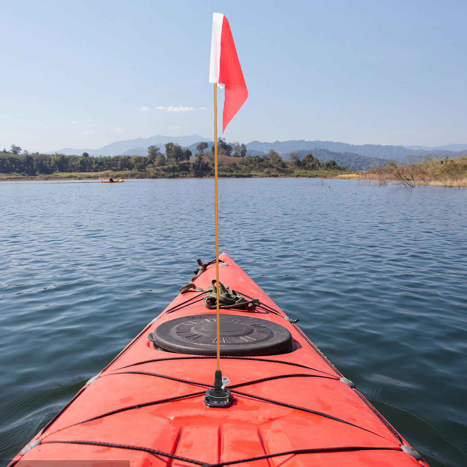 MERRYHAPY Kit Bandiera Sicurezza Kayak Asta Portabandiera Multifunzione, Supporto Stabile 4 Piedi, Accessorio visibilità per Barche e Canoe, Facile da Installare e Trasportare